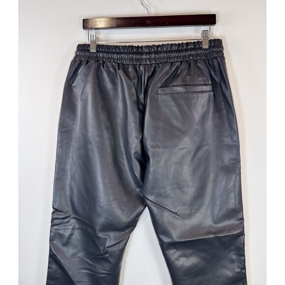 Vale State Mens Track Pants Black Leather Straight Streetwear Large - Picture 10 of 12